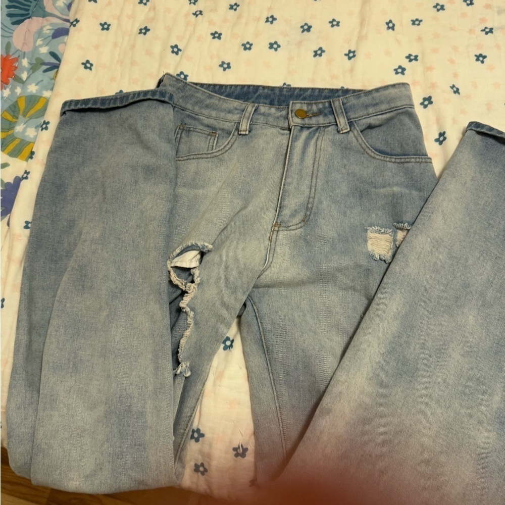 SHEIN High Rise Jeans Size M Blue Denim Straight Leg Casual